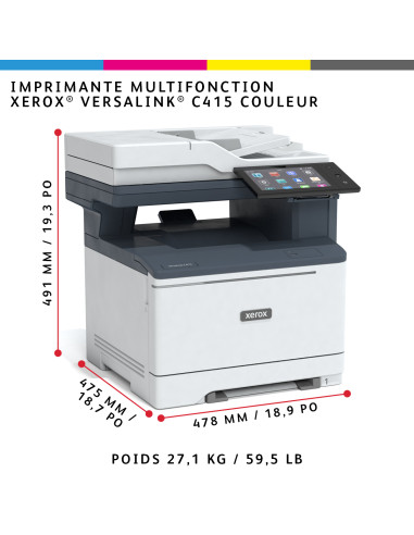 Xerox - VersaLink C415V/DN - Multifonction, impression, copie, scan, fax, couleur, A4, recto verso en impression, copie, scan, réseau, 40 ppm