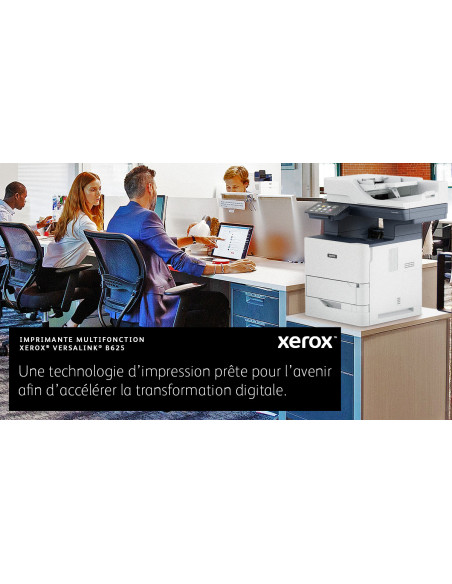 Xerox - B625V/DN - Multifonction, impression, copie, scan, fax, laser, noir et blanc, A4, recto verso en impression, copie, scan, chargeur DSPF, réseau, 61 ppm